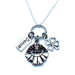 Irish Dancer Charm Necklace Dance Dress Four Leaf Clover